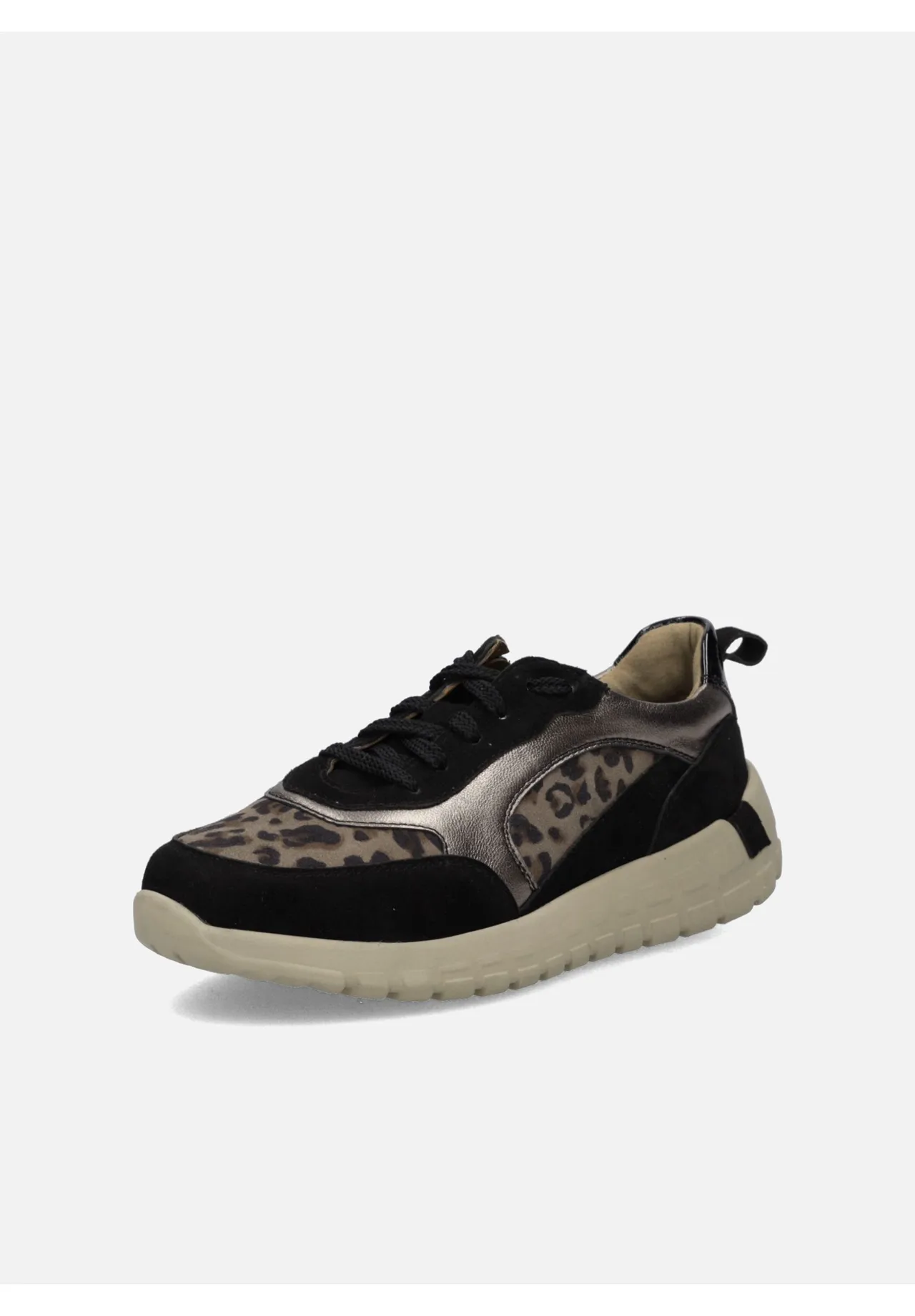 Sneaker mit Leopardenmuster und Materialmix