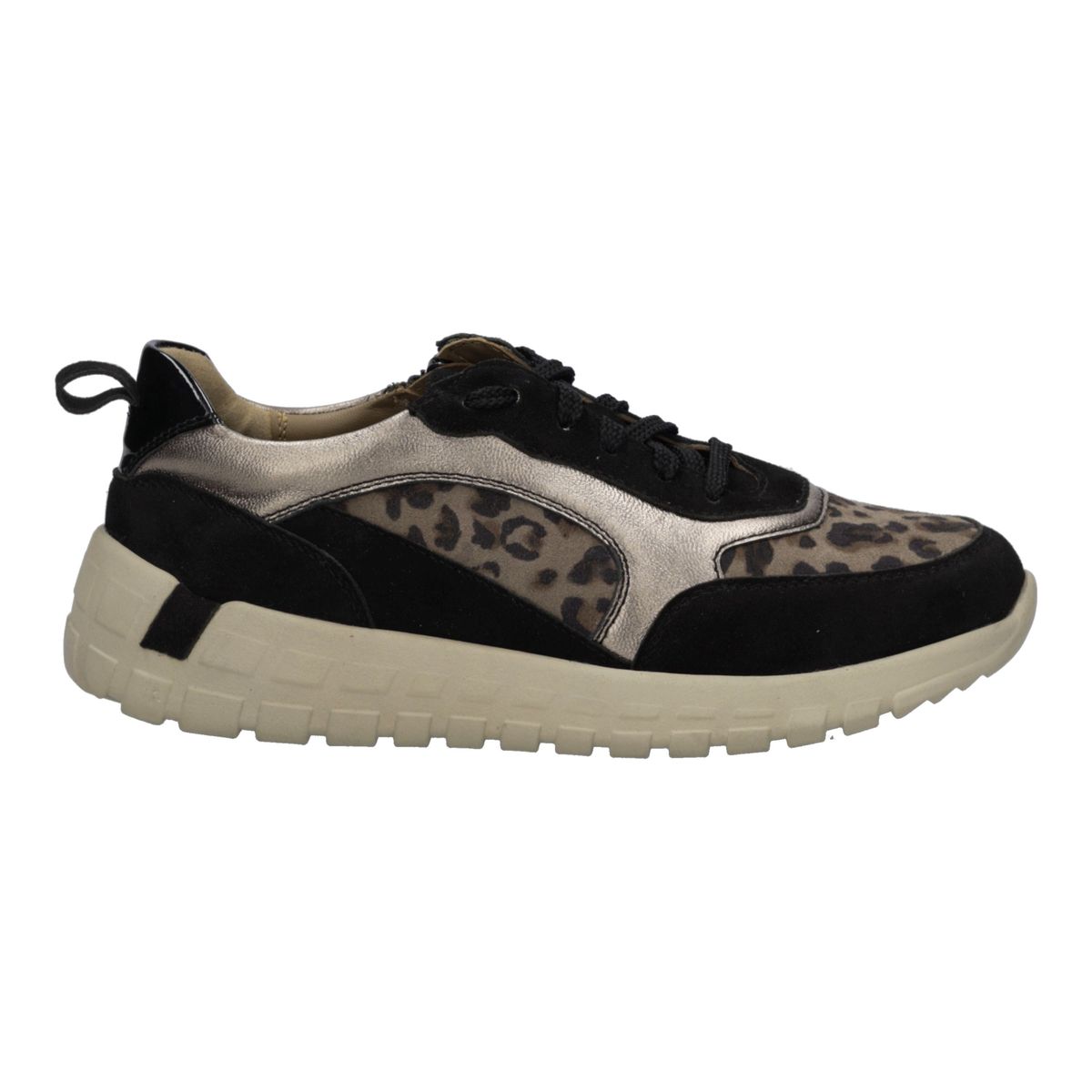 Sneaker mit Leopardenmuster und Materialmix