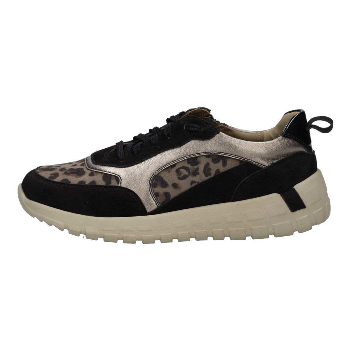 Sneaker mit Leopardenmuster und Materialmix