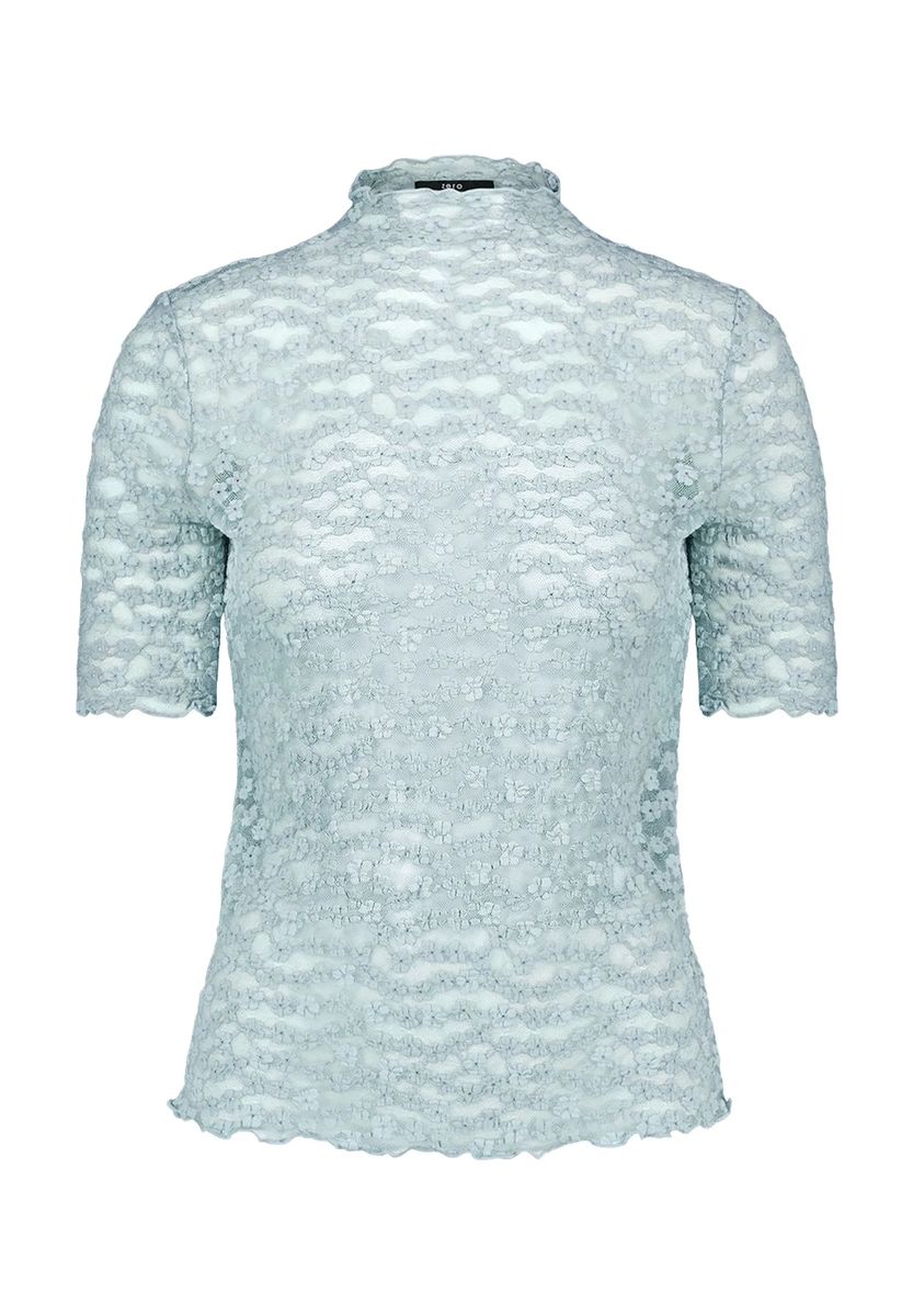 Elegantes florales Spitzenshirt mit Stehkragen