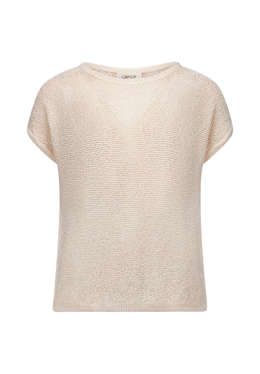 Strukturierter Kurzarm-Strickpullover