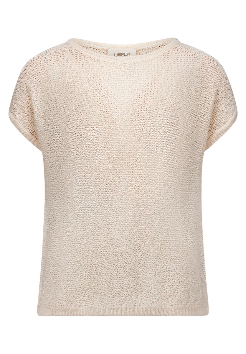 Strukturierter Kurzarm-Strickpullover