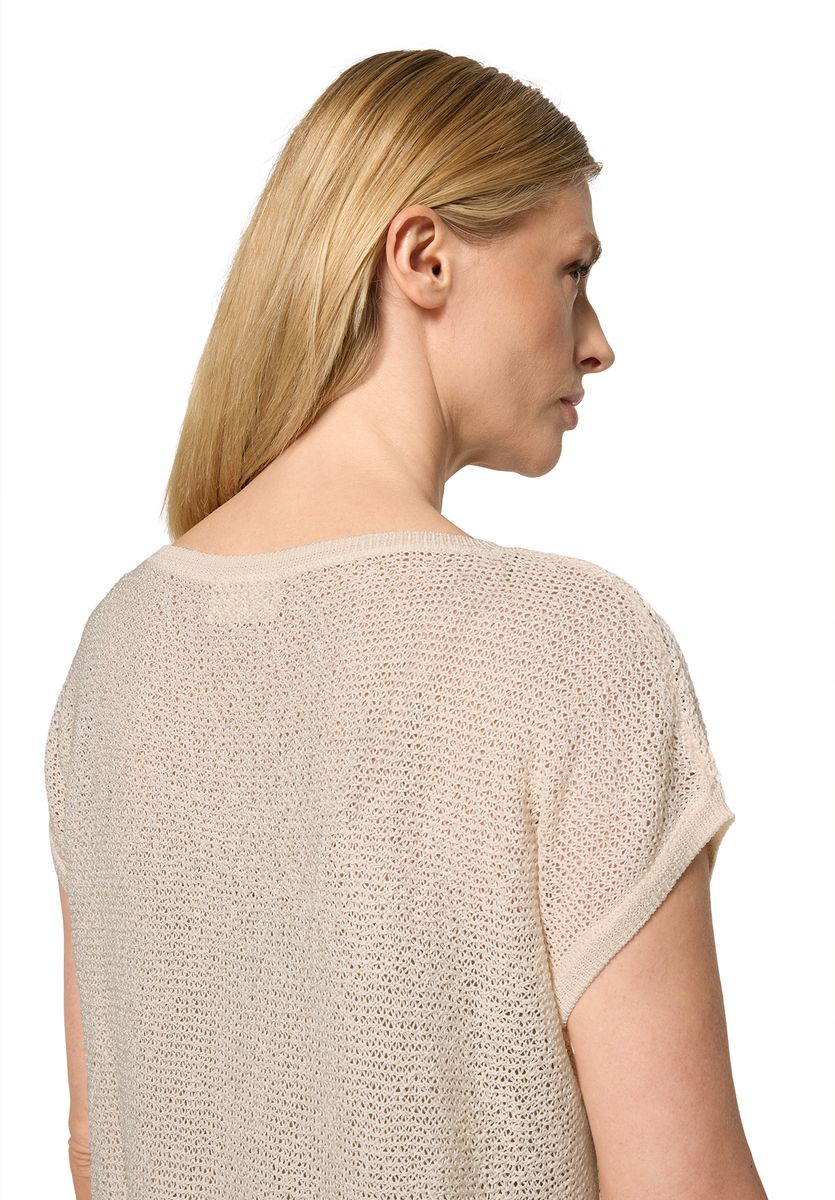 Strukturierter Kurzarm-Strickpullover