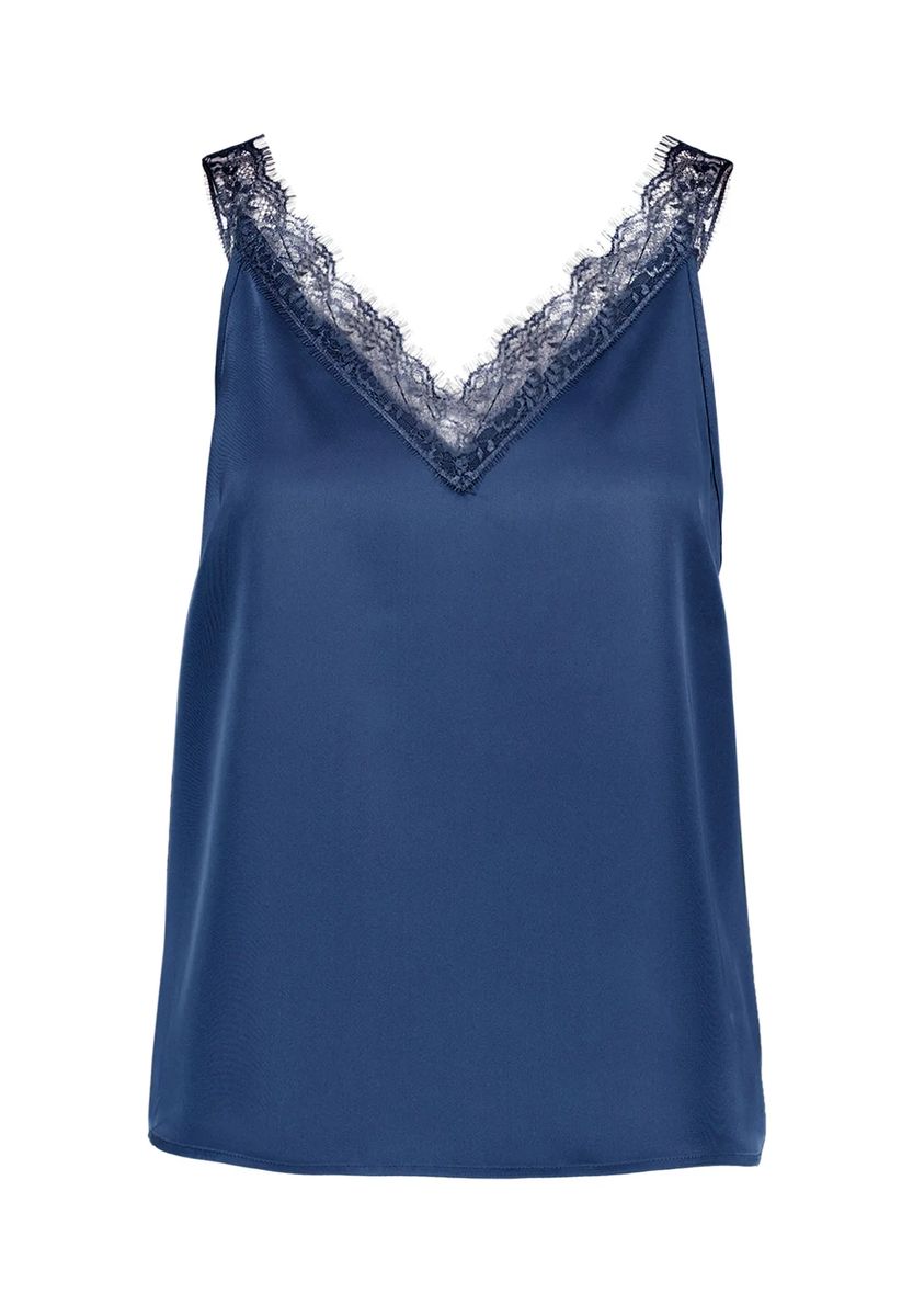 Satin-Top mit feiner Spitze