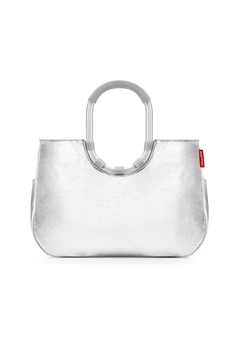 Eleganter Metallic-Shopper mit Aluminiumgriffen