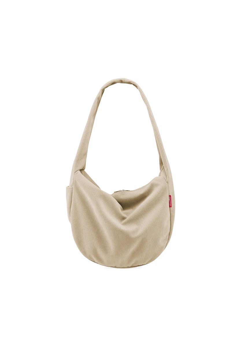 Lässige Cord-Schultertasche in Halbmondform