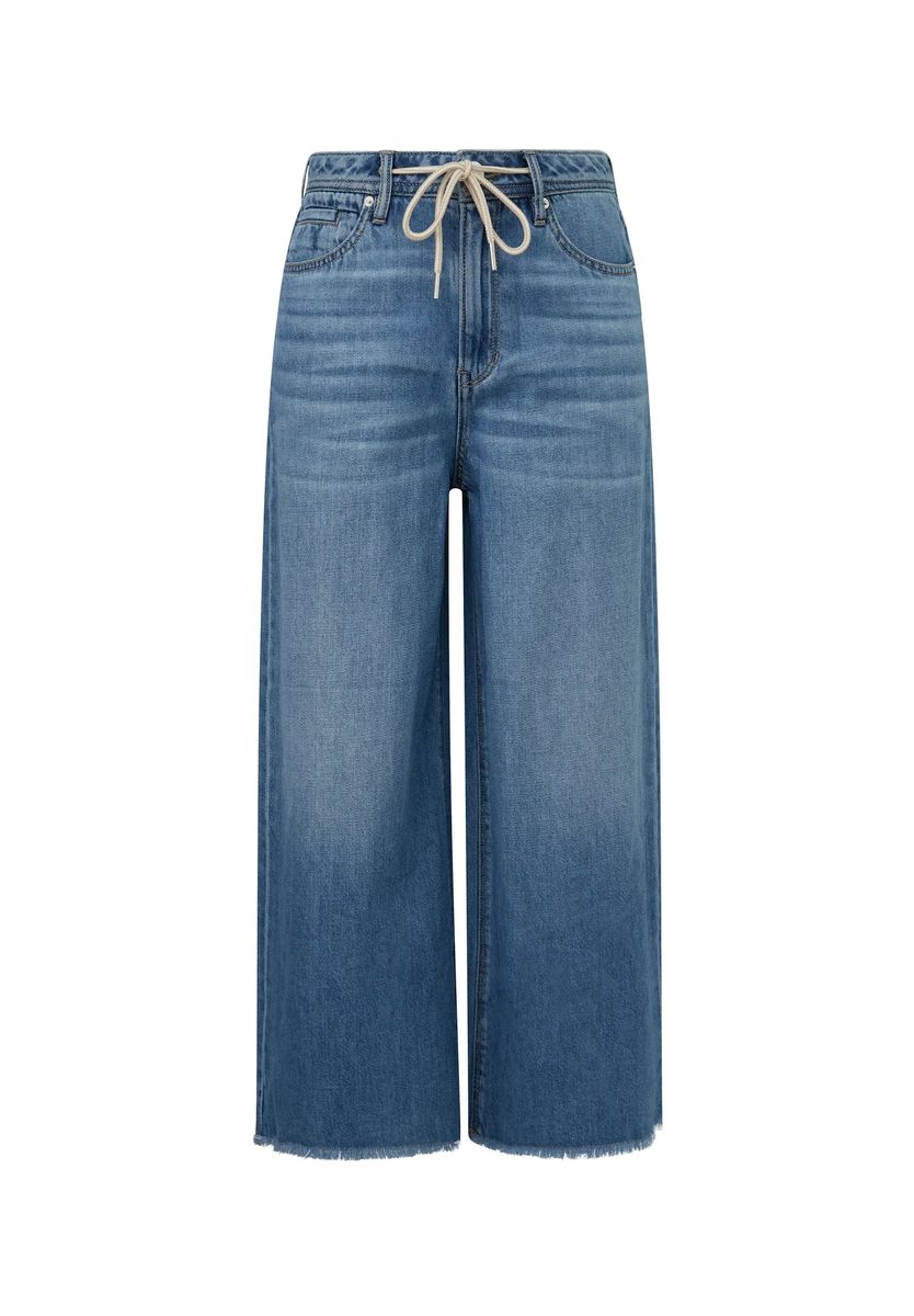 Wide-Leg Culotte-Jeans mit Kordelzug
