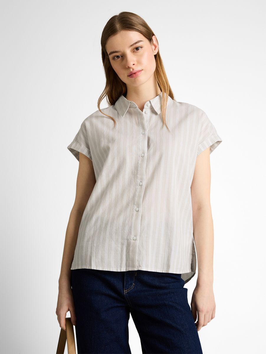 Gestreifte Dobby-Baumwollbluse