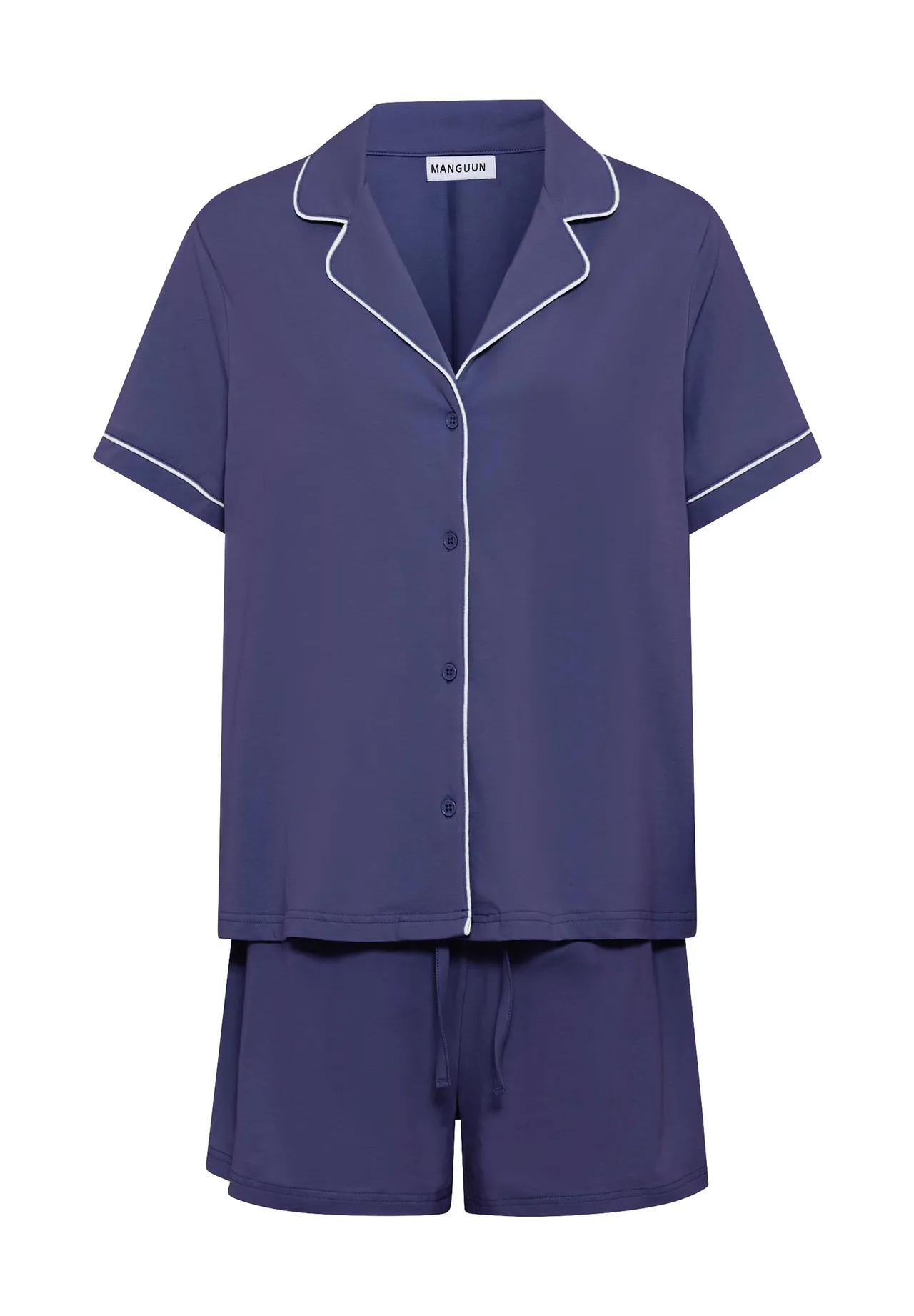 Kurzarm-Pyjama-Set mit Kontrastpaspeln