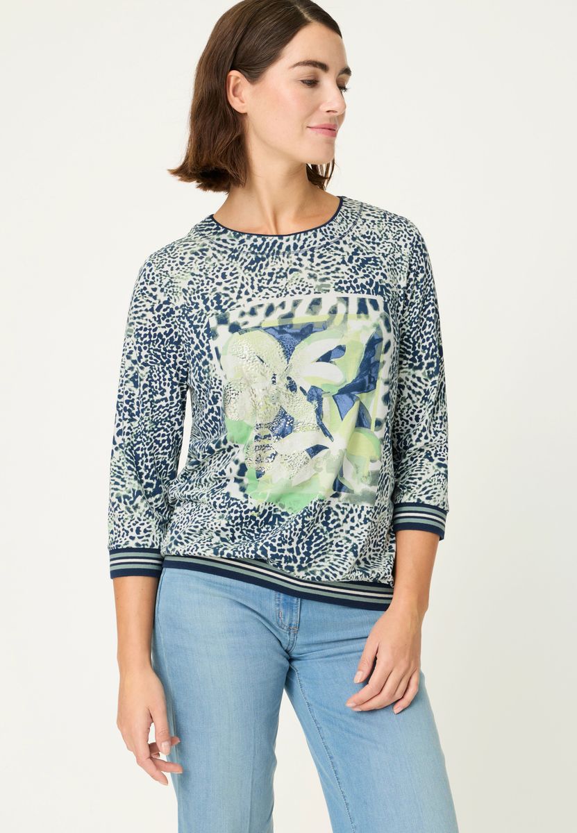 Jersey-Top mit abstraktem Grafik-Print