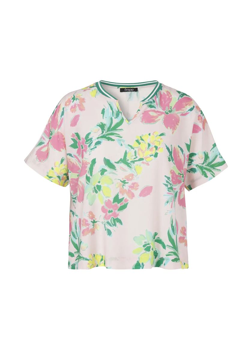 Florale Bluse mit Schlitz-Ausschnitt