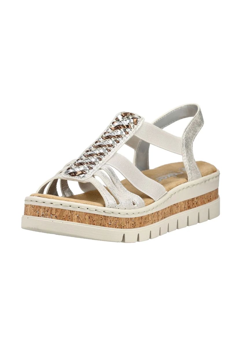 Plateau-Keilsandalen mit Metallic-Riemen