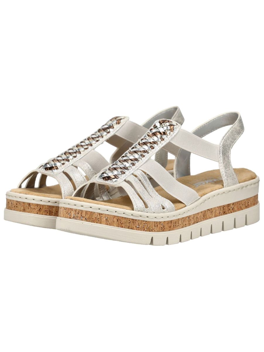 Plateau-Keilsandalen mit Metallic-Riemen