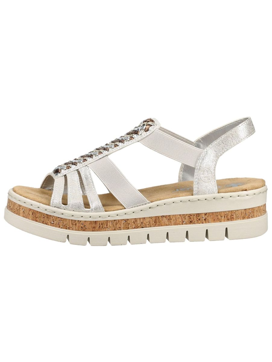 Plateau-Keilsandalen mit Metallic-Riemen