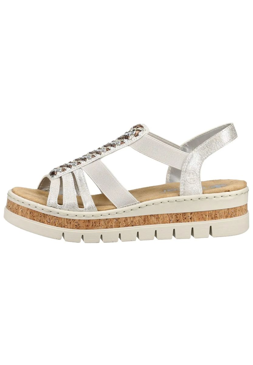 Plateau-Keilsandalen mit Metallic-Riemen