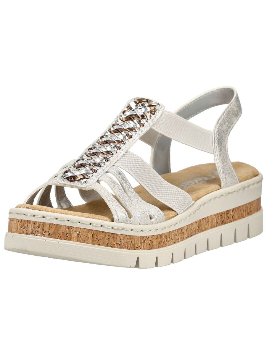 Plateau-Keilsandalen mit Metallic-Riemen