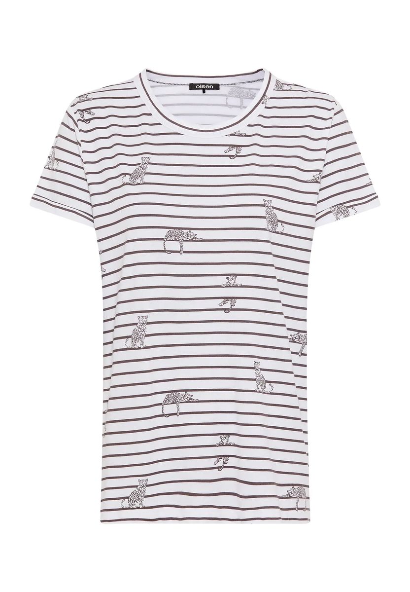 Gestreiftes T-Shirt mit Leopardenmuster