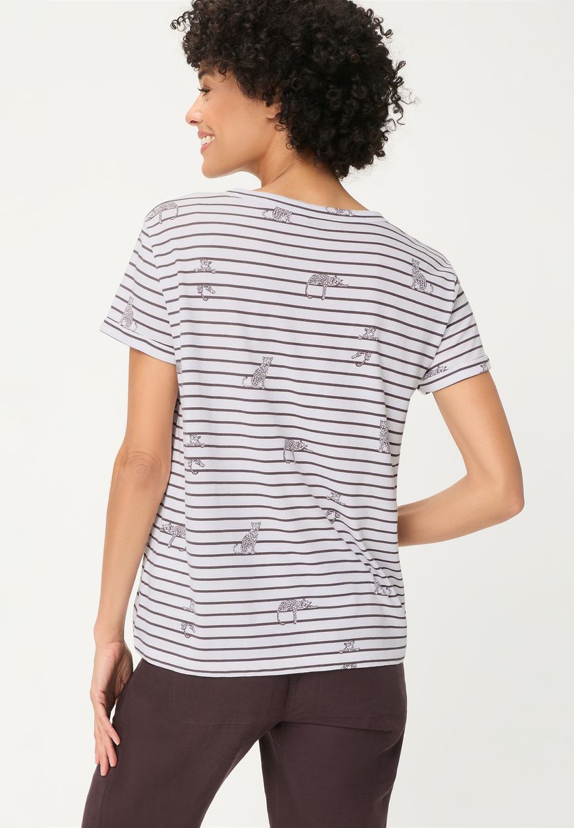 Gestreiftes T-Shirt mit Leopardenmuster