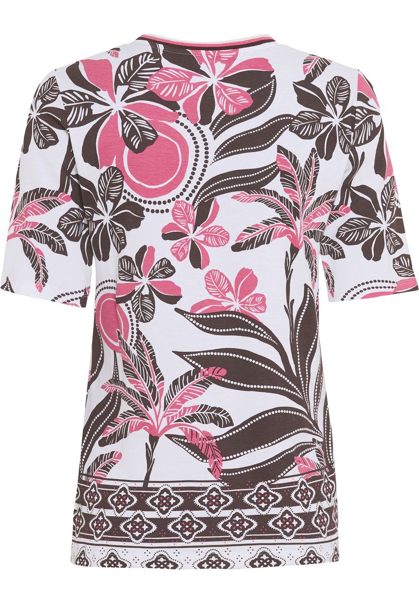 Locker geschnittenes T-Shirt mit Tropenprint