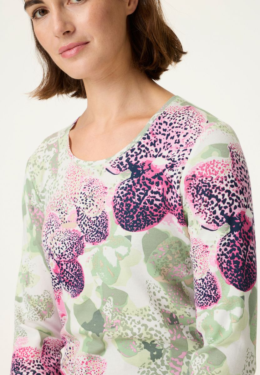 Jersey-Shirt mit Floralem Panneaux-Print