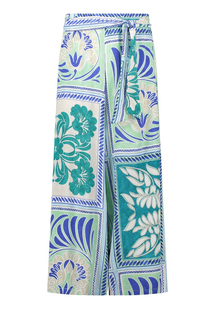 Weite Culotte mit floralem Kachelmuster