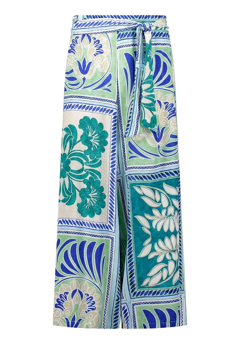Weite Culotte mit floralem Kachelmuster
