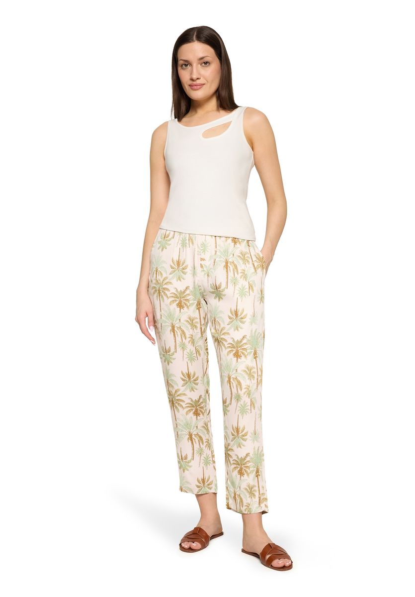 Relaxte Hose mit tropischem Palmenmuster