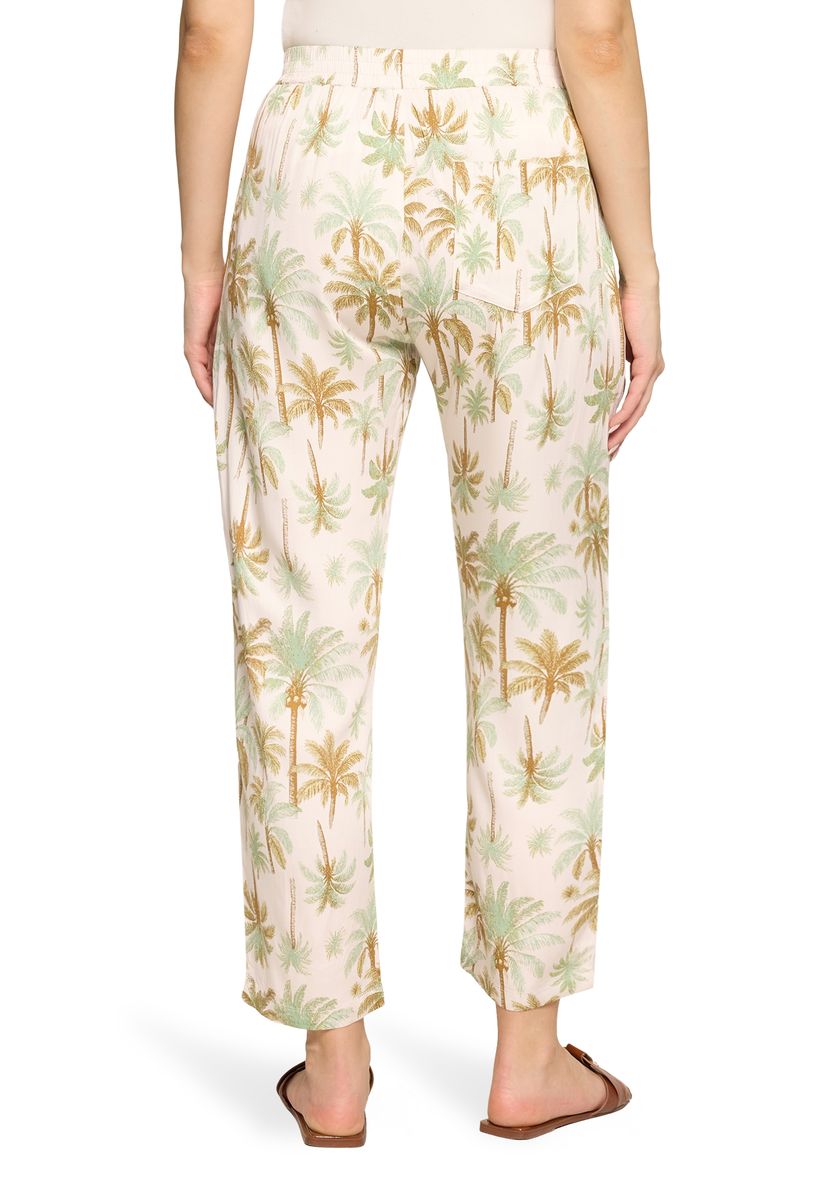 Relaxte Hose mit tropischem Palmenmuster