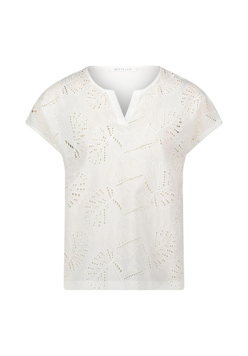 Top mit Eyelet-Monstera-Stickerei