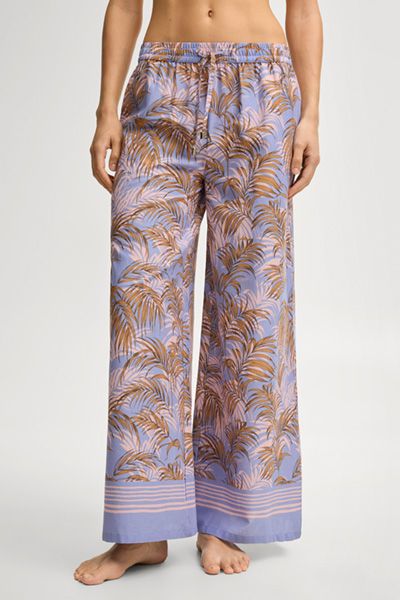 Weite Stoffhose mit Palmen-Print