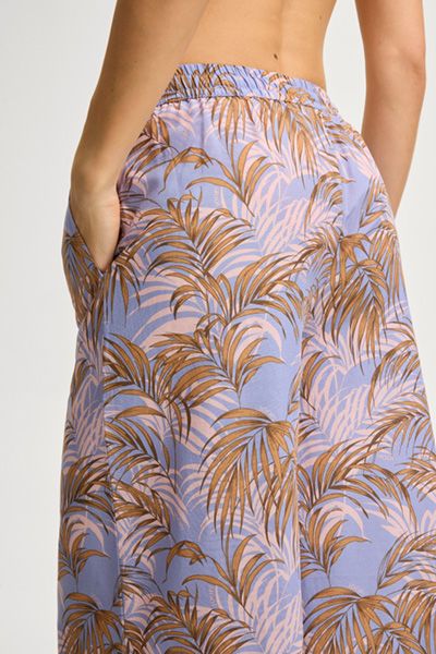 Weite Stoffhose mit Palmen-Print