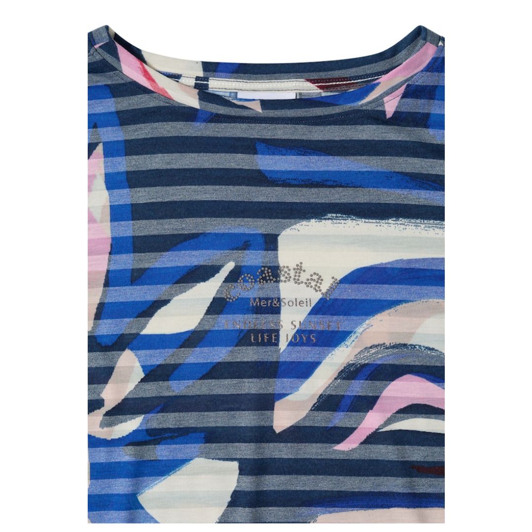 T-Shirt mit abstraktem Print und U-Boot-Ausschnitt