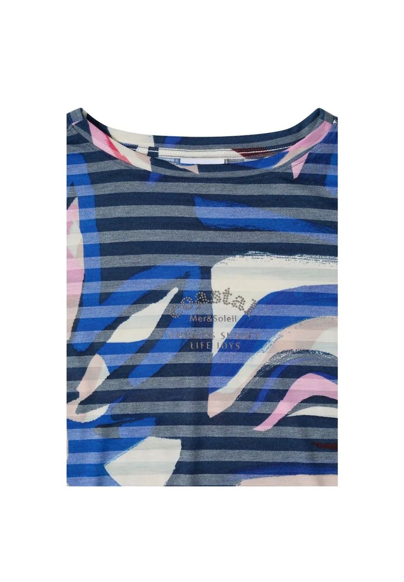 T-Shirt mit abstraktem Print und U-Boot-Ausschnitt