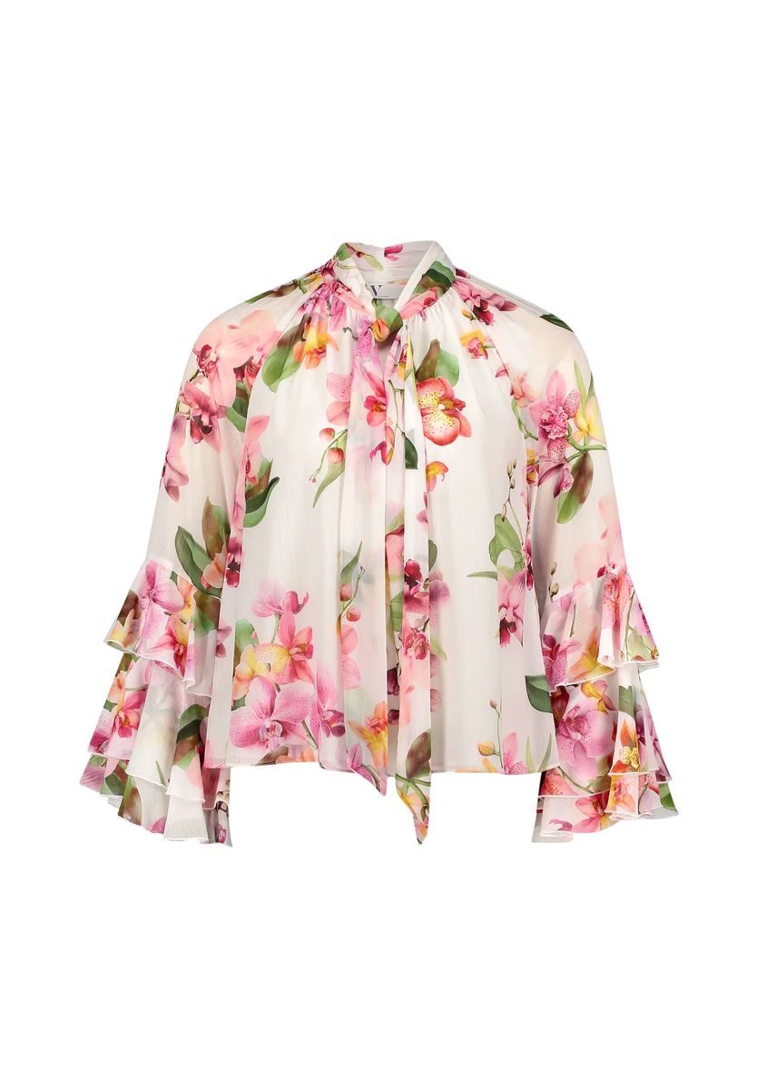 Florale Schluppenbluse aus Chiffon