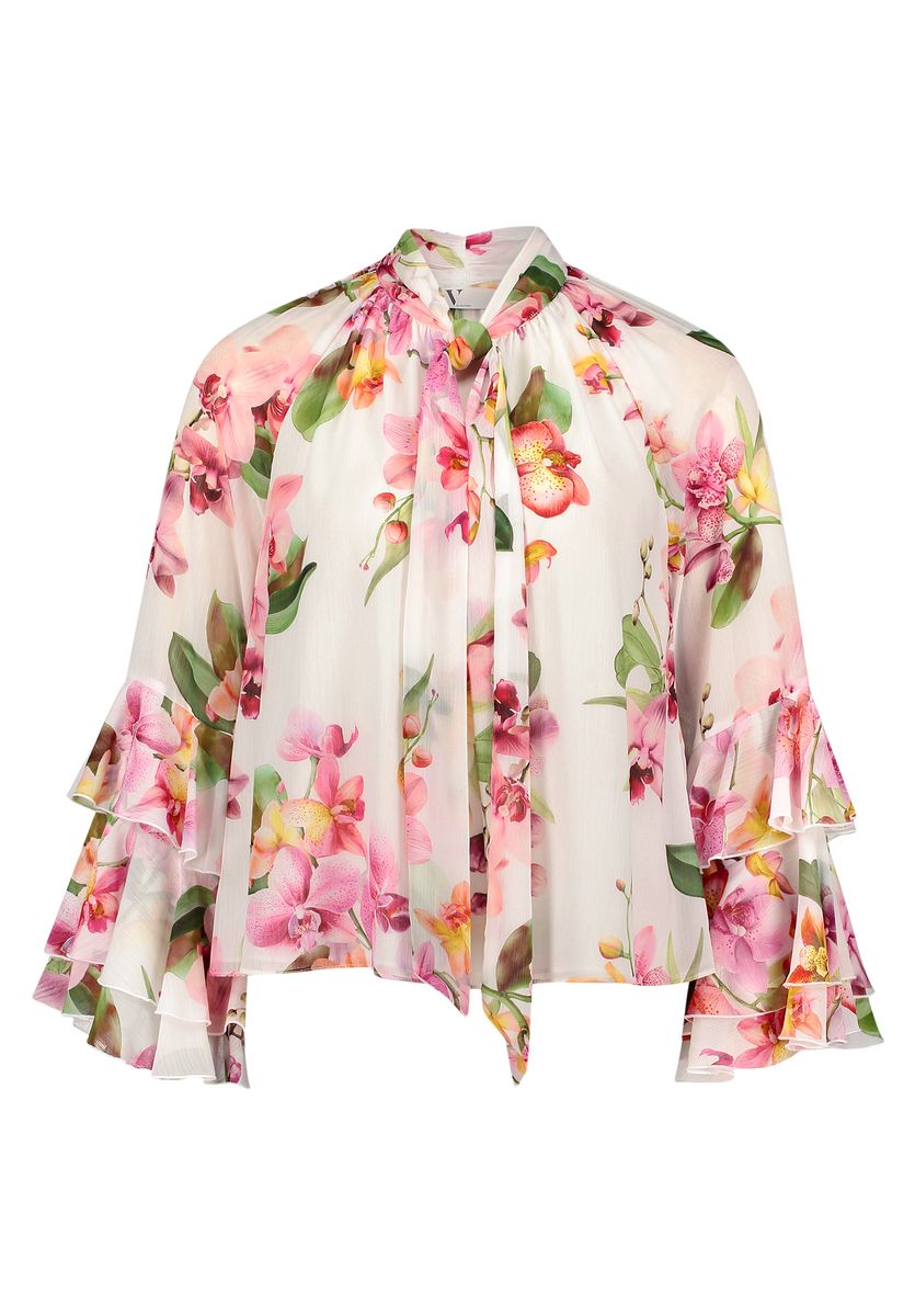 Florale Schluppenbluse aus Chiffon