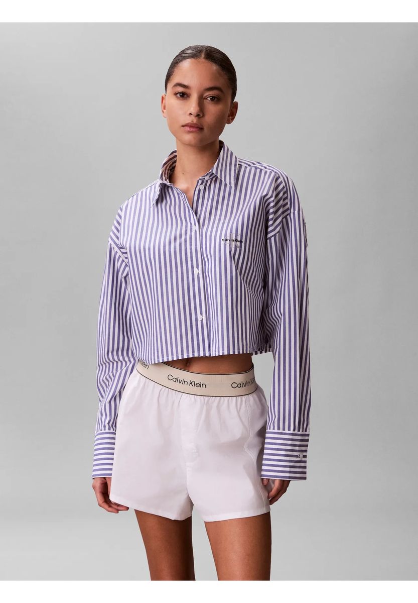 Gestreiftes Crop-Pyjama-Oberteil
