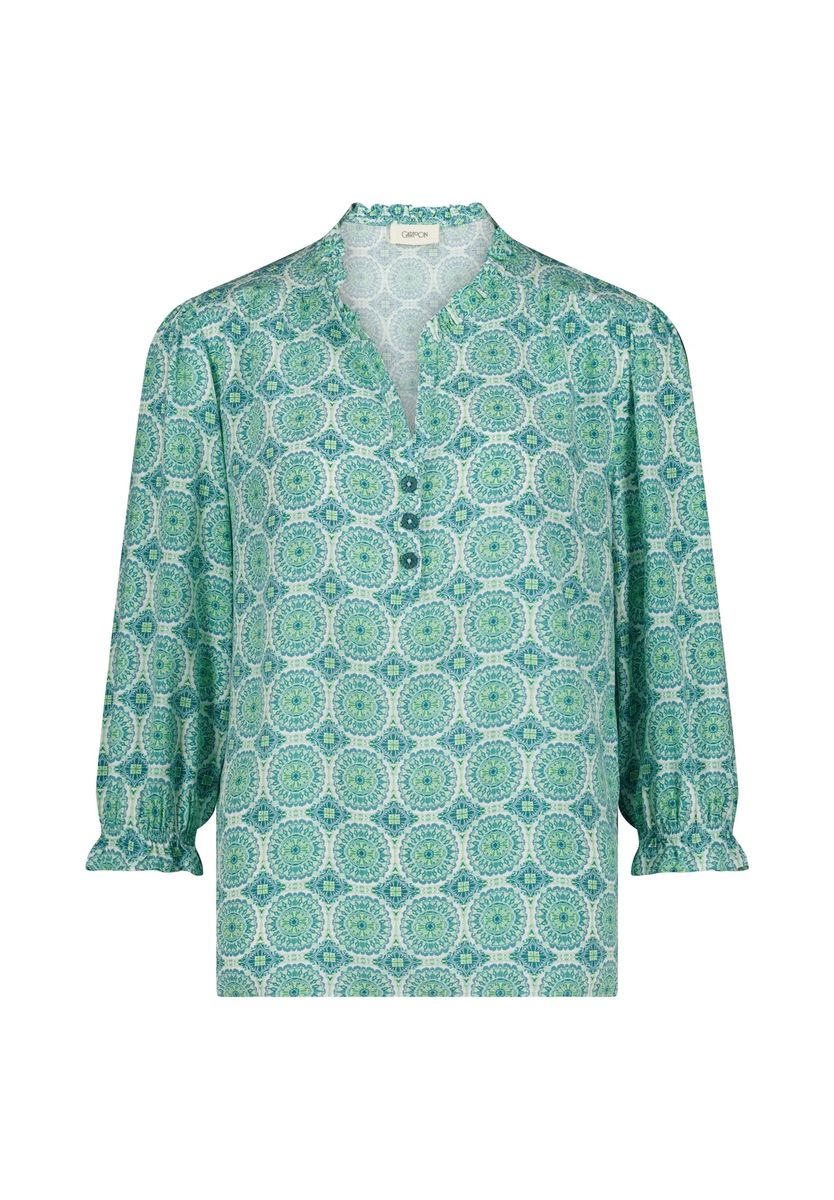 Mandala-Print Bluse mit Schlitz-Ausschnitt