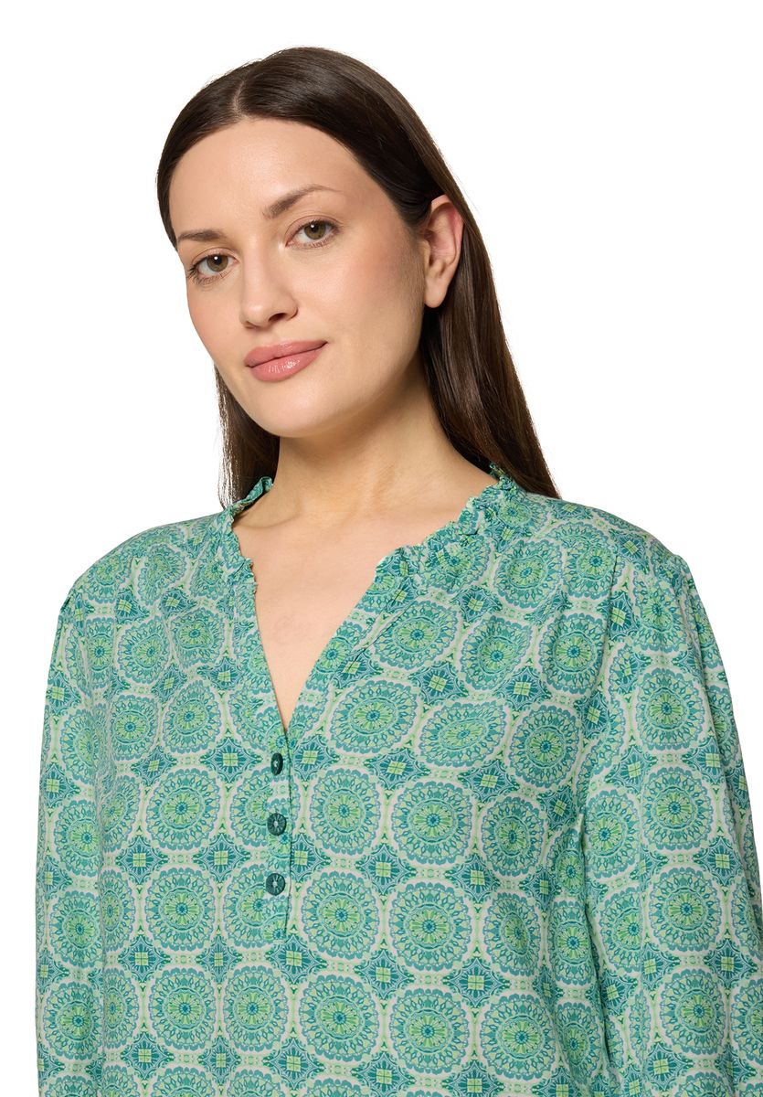 Mandala-Print Bluse mit Schlitz-Ausschnitt