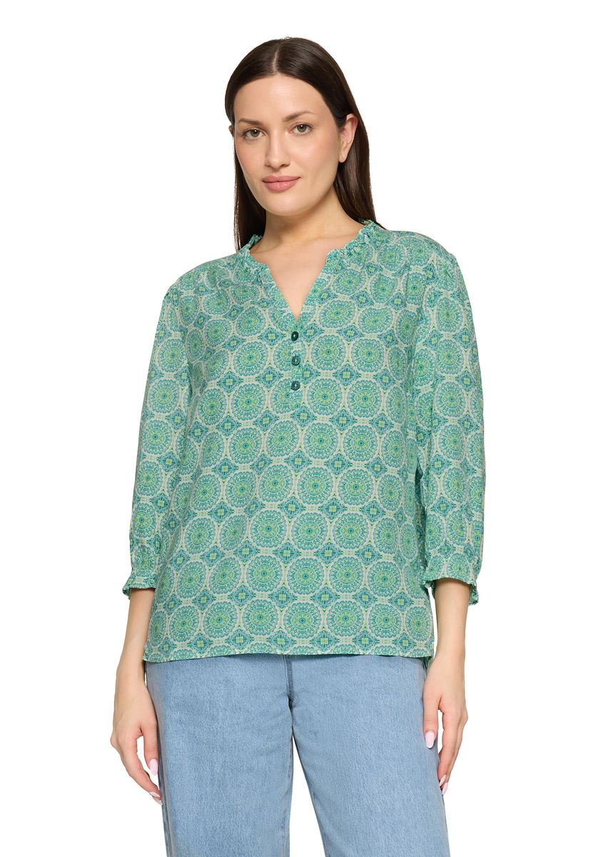 Mandala-Print Bluse mit Schlitz-Ausschnitt