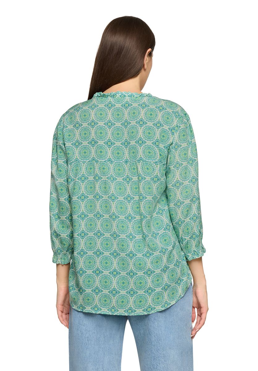 Mandala-Print Bluse mit Schlitz-Ausschnitt