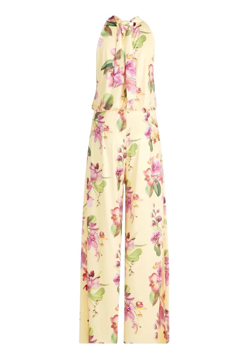 Geblümter Neckholder-Jumpsuit mit weitem Bein