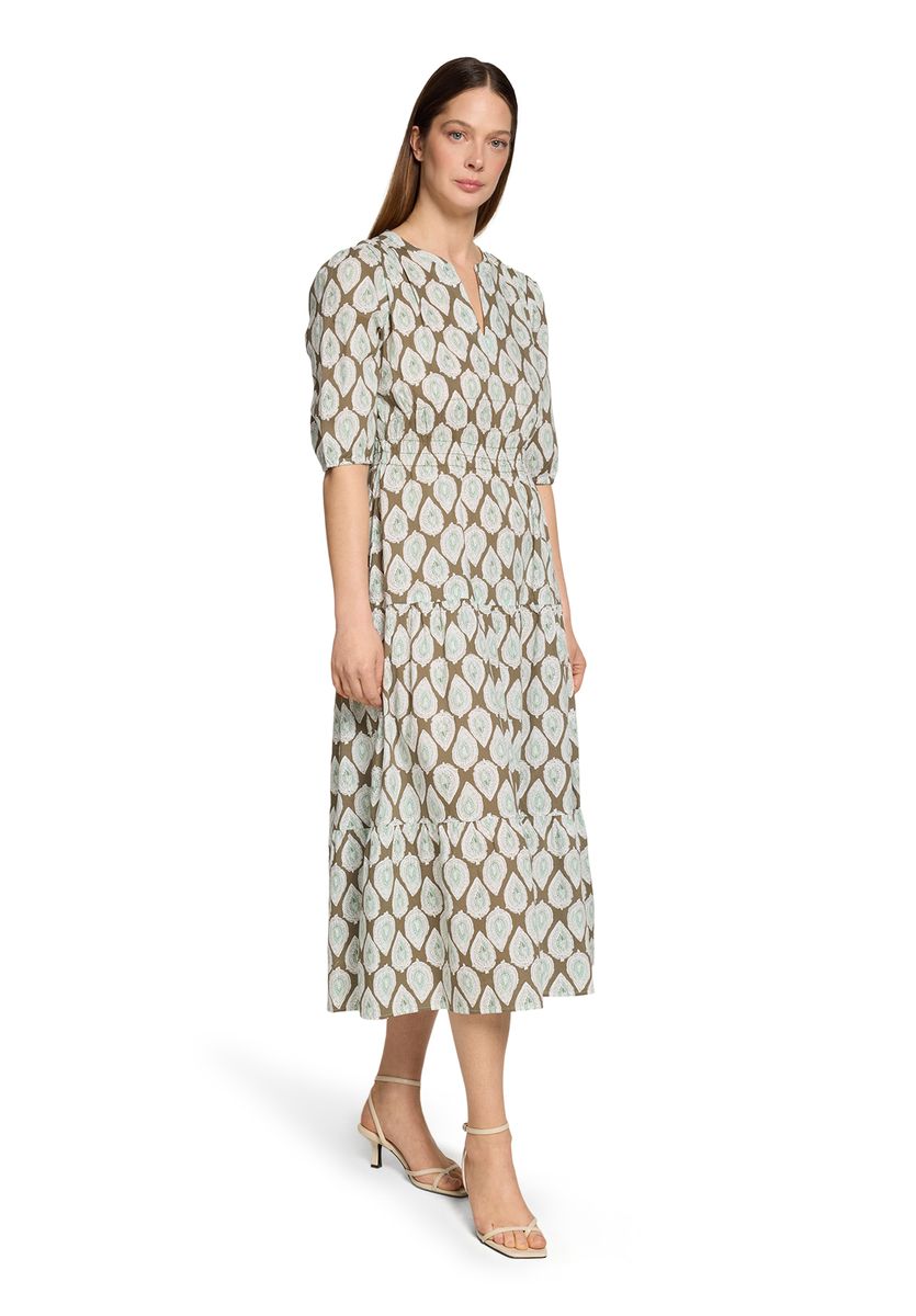 Gestuftes Midikleid mit Grafik-Print