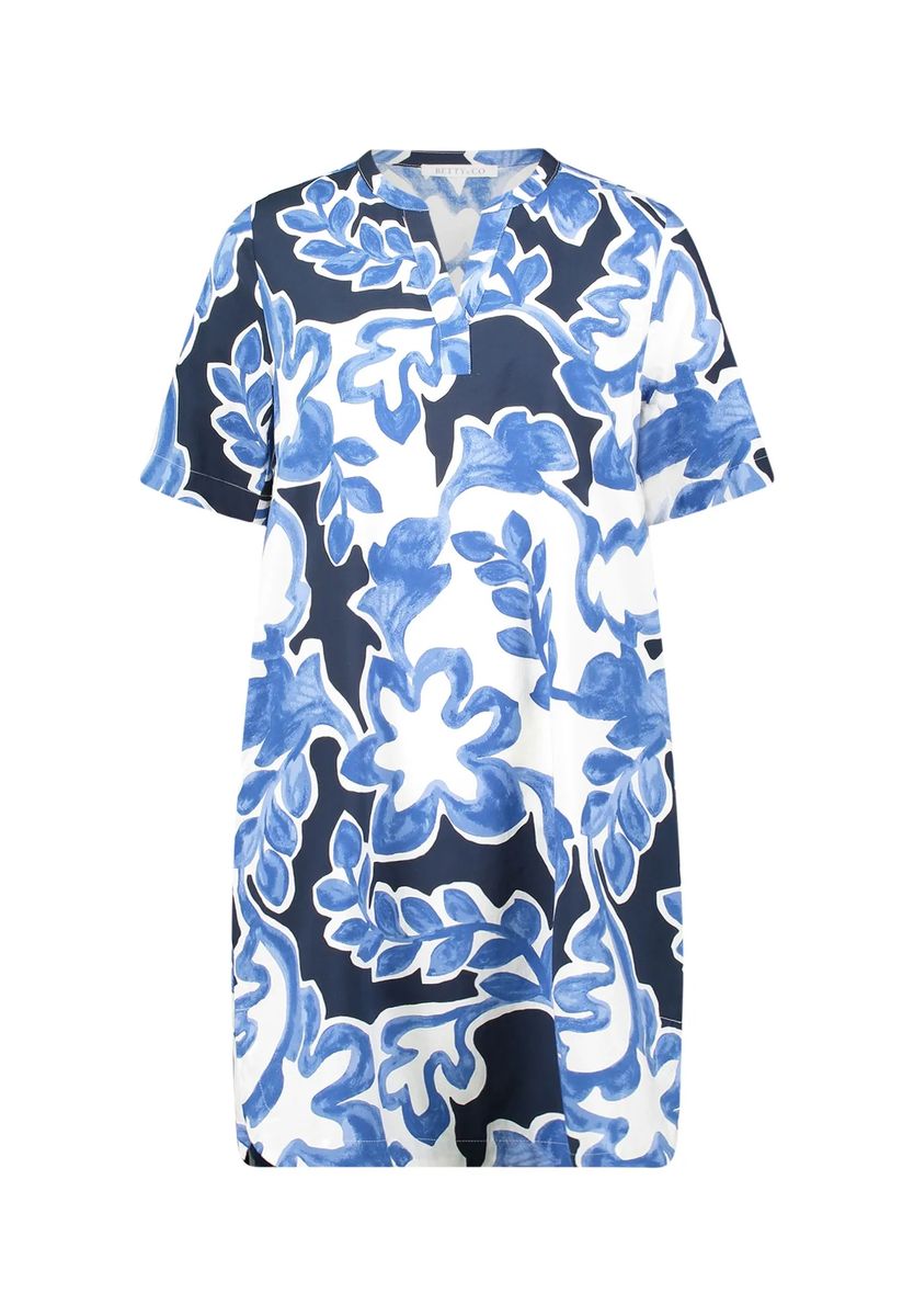 Florales Tunique-Kleid mit Schlitz-Ausschnitt