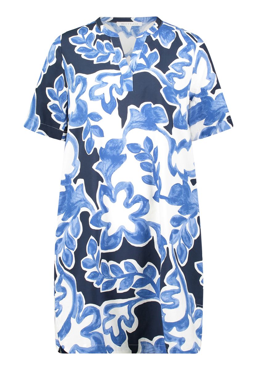 Florales Tunique-Kleid mit Schlitz-Ausschnitt