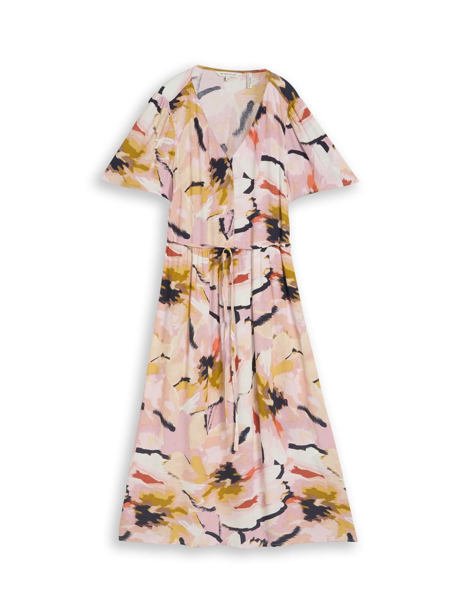 Midi-Hemdblusenkleid mit abstraktem Muster