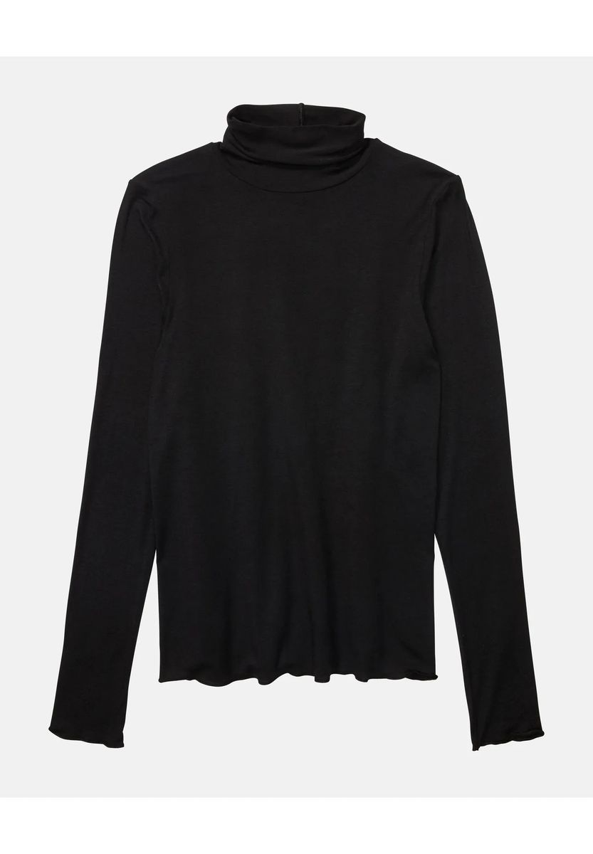 Minimalistischer Langarm-Rollkragenpullover mit Kaschmir