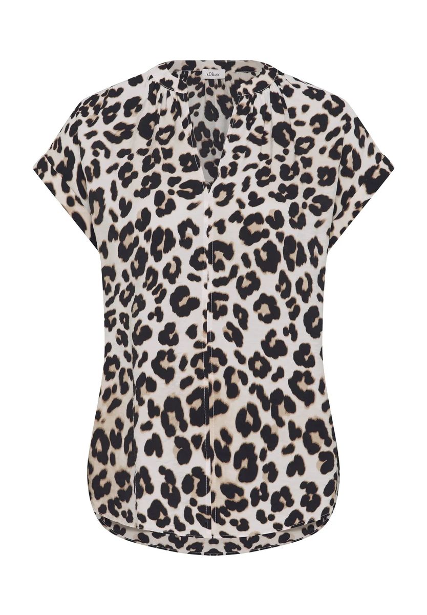 Kurzarmbluse mit Animal-Print
