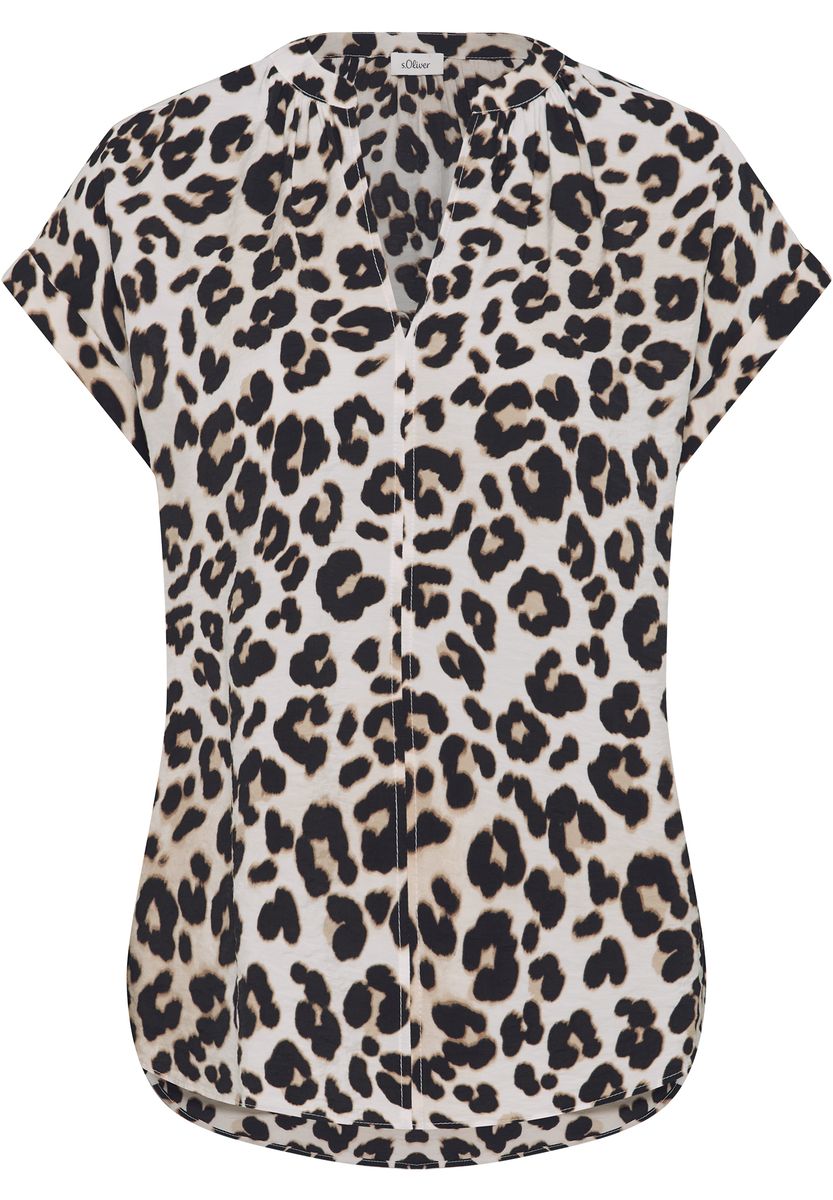 Kurzarmbluse mit Animal-Print