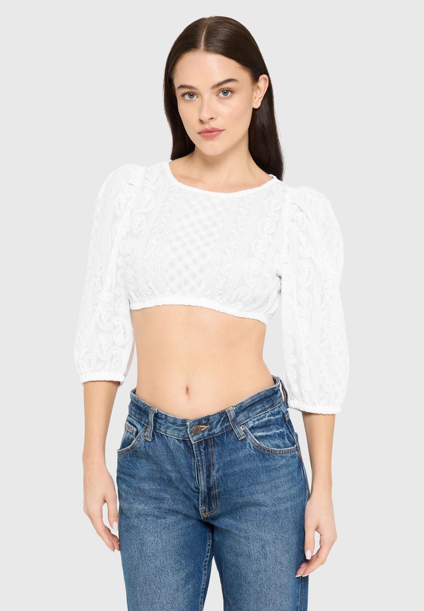 Elegante kurze Spitzenbluse