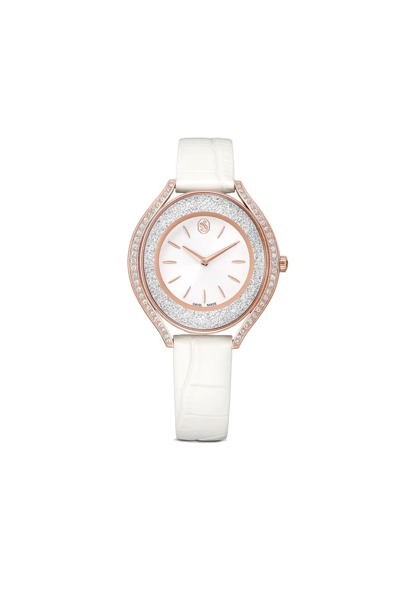 Kristallbesetzte Armbanduhr in Roségold